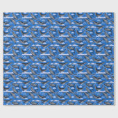 ブルークジラヴィンテージ手描き ラッピングペーパー (フラット)