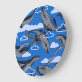 ブルークジラヴィンテージ手描き ラージ壁時計 (傾斜)