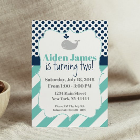 ブルークジラ誕生日招待状 招待状