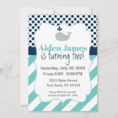 ブルークジラ誕生日招待状 招待状 (正面)