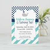 ブルークジラ誕生日招待状 招待状 (スタンド正面)