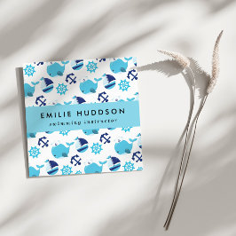 ブルークジラ、泳ぐインストラクター、スイミングコーチ スクエア名刺