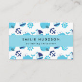 ブルークジラ、泳ぐインストラクター、スイミングコーチ 名刺 (正面)