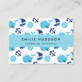 ブルークジラ、泳ぐインストラクター、スイミングコーチ 名刺 (正面)