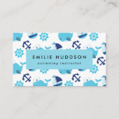 ブルークジラ、泳ぐインストラクター、スイミングコーチ 名刺 (正面)