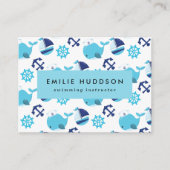 ブルークジラ、泳ぐインストラクター、スイミングコーチ 名刺 (正面)