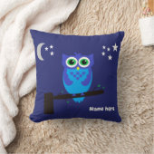 ブルークッションにブルーフクロウ クッション (ブランケット)