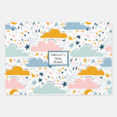 ブルークラウズスターレインドロップ赤ちゃんシャワー ラッピングペーパーシート (正面)