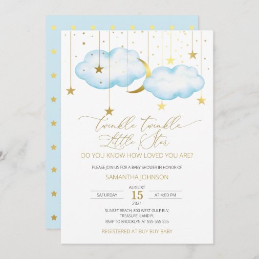 ブルークラウドトゥインクルトゥインクルリトルスター招待状 招待状 (正面/裏面)