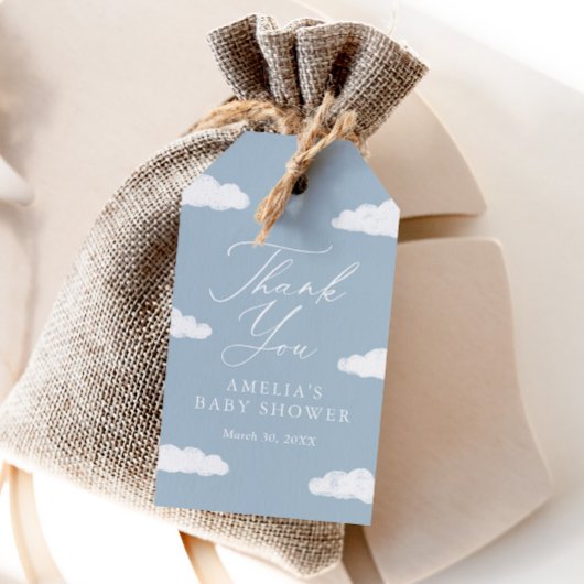 ブルークラウドナイン赤ちゃんシャワーメッセージカード ギフトタグ