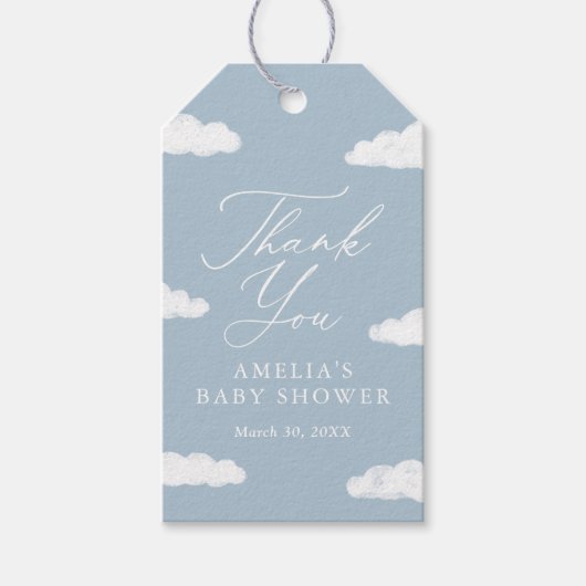 ブルークラウドナイン赤ちゃんシャワーメッセージカード ギフトタグ (正面)