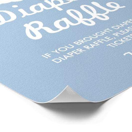 ブルークラウドベビーシャワーおむつラッフルゲーム ポスター (角)