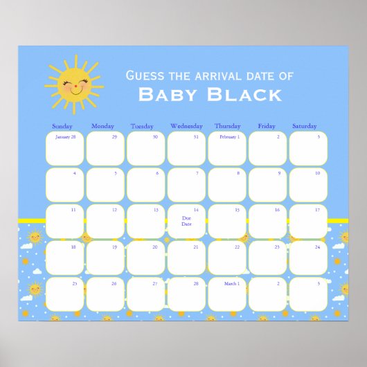 ブルークラウドベビーシャワーは、期日ポスターを推測 ポスター (正面)