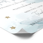 ブルークラウド金ゴールドスターベビーシャワーバイブルゲストブック ポスター (角)