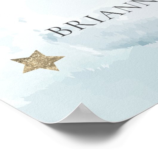 ブルークラウド9スターズ赤ちゃんシャワー歓迎サイン ポスター (角)