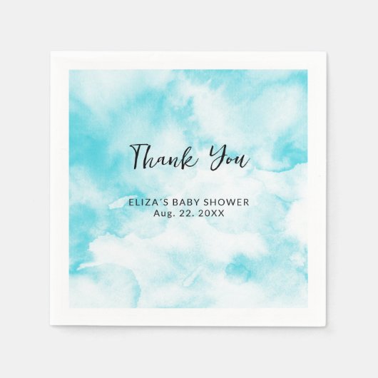 ブルークラウド9水色ベビーシャワー スタンダードカクテルナプキン (正面)
