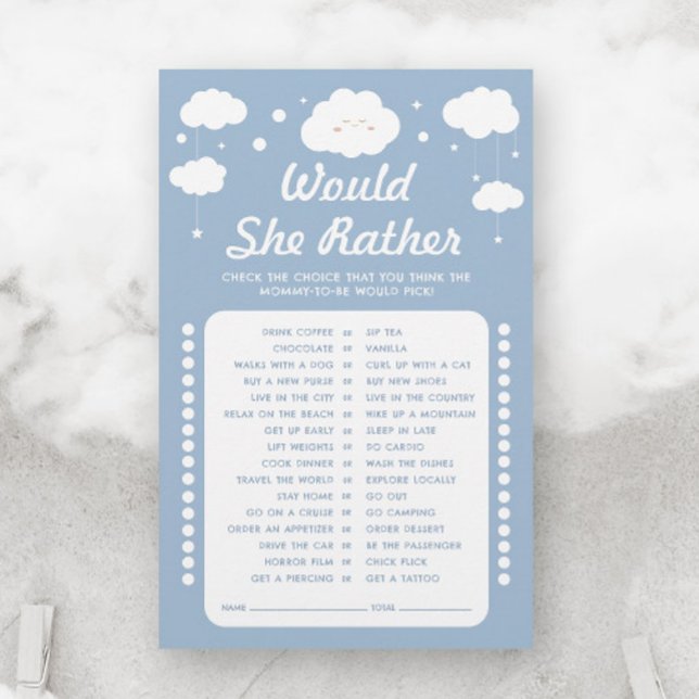 ブルークラウド9赤ちゃんシャワーのゲーム彼女はむしろ彼女だろう (クリエイターアップロード済み)