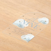 ブルークラウド9金ゴールドスターズウォーターカラーブライダルシャワー アクリル招待状 (レイダウン)