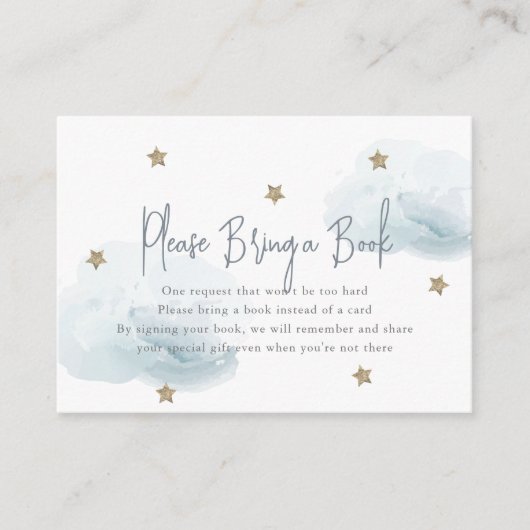 ブルークラウド&スターベビーシャワーPlease Bring a Book エンクロージャーカード (正面)