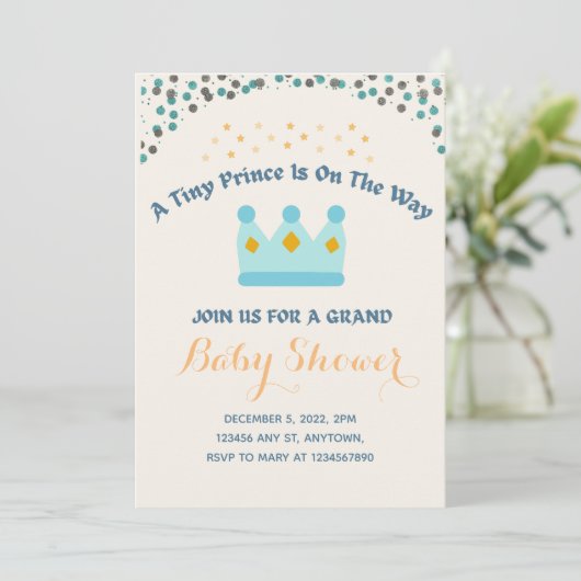 ブルークラウンイエロージュエリーティニープリンス招待状 招待状 (スタンド正面)