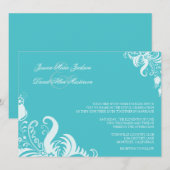 ブルークラカオフローラアクセント結婚式招待状 招待状 (正面/裏面)