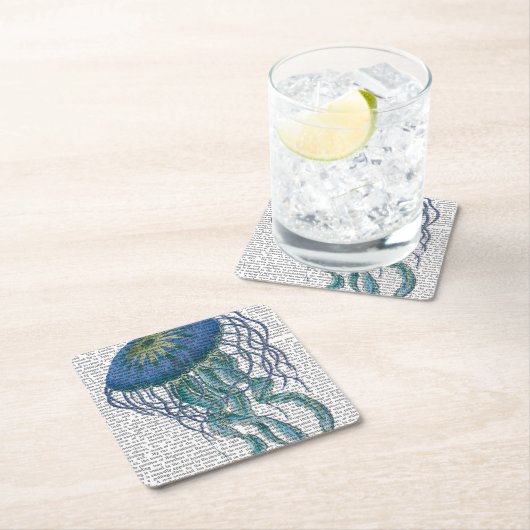 ブルークラゲ スクエアペーパーコースター (インサイチュ)