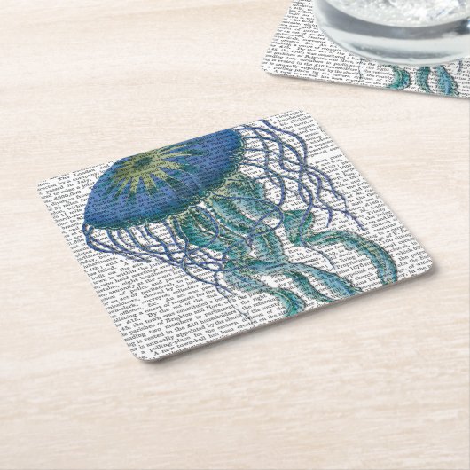 ブルークラゲ スクエアペーパーコースター (アングル)