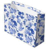 ブルークラシカルカントリーフランスのトイルディアフォレスト ラージペーパーバッグ (裏面アングル)