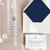 ブルークラシックいかり航海のモノグ結婚ラム アクリル招待状