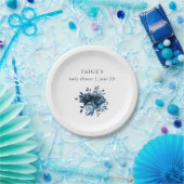ブルークラシックとホワイトのフローラベビーシャワー ペーパープレート (パーティー)
