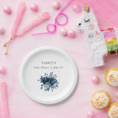 ブルークラシックとホワイトのフローラベビーシャワー ペーパープレート (パーティー)