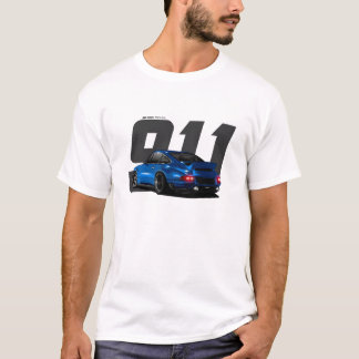 ブルークラシックレトロドイツスポーツカーシンガー911 Tシャツ