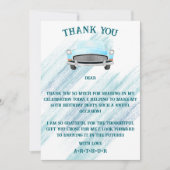 ブルークラシックレトロ車のヴィンテージ水色 サンキューカード (正面)