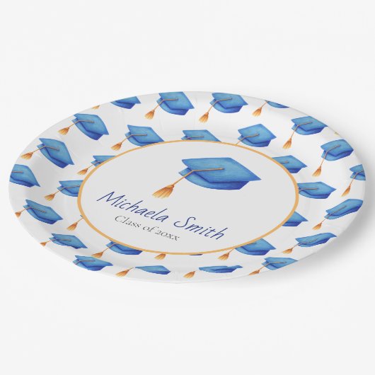 ブルークラス高校卒業パーティー ペーパープレート (アングル)