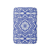 ブルークラックドセラミックスタイルアズレホヴィンテージ バスマット (正面縦)