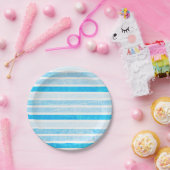 ブルークラックレストライプの紙スモールケーキ紙プレート ペーパープレート (パーティー)