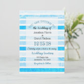 ブルークラックレストライプの結婚式招待状 招待状 (スタンド正面)