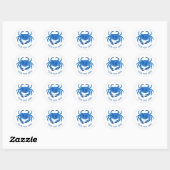 ブルークラブの水彩画 ラウンドシール (シート)