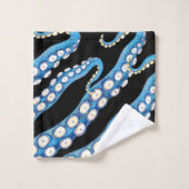 ブルークラーケンタコス触手アート バスタオルセット (ウォッシュタオル)