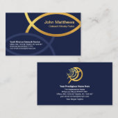 ブルークリエイティブ金ゴールドイチュスフィッシュキリスト教省 名刺 (正面/裏面)