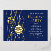 ブルークリエレガントスマスパーティー企業のホリデイ 箔招待状 (正面)