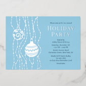 ブルークリエレガントスマスパーティー企業のホリデイ 箔招待状 (正面)