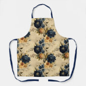 ブルークリエレガントームイエローフローラヴィンテージパターン エプロン (正面)