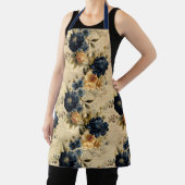 ブルークリエレガントームイエローフローラヴィンテージパターン エプロン (インサイチュ)