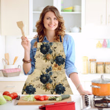 ブルークリエレガントームイエローフローラヴィンテージパターン