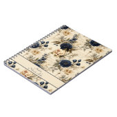 ブルークリエレガントームバラフローラルパターン ノートブック (左側)