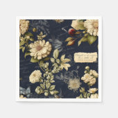 ブルークリエレガントーム花柄 スタンダードカクテルナプキン (正面)