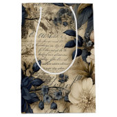 ブルークリエレガントーム花柄 ミディアムペーパーバッグ (正面)