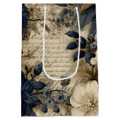 ブルークリエレガントーム花柄 ミディアムペーパーバッグ (裏面)