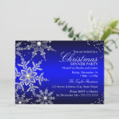 ブルークリスタルスノーフレーククリスマスディナーパーティー 招待状 (スタンド正面)